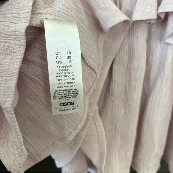 ASOS DESIGN deep v sun top with peplum hem and tie waist in lilac pink size 6 - Picture 6 of 6